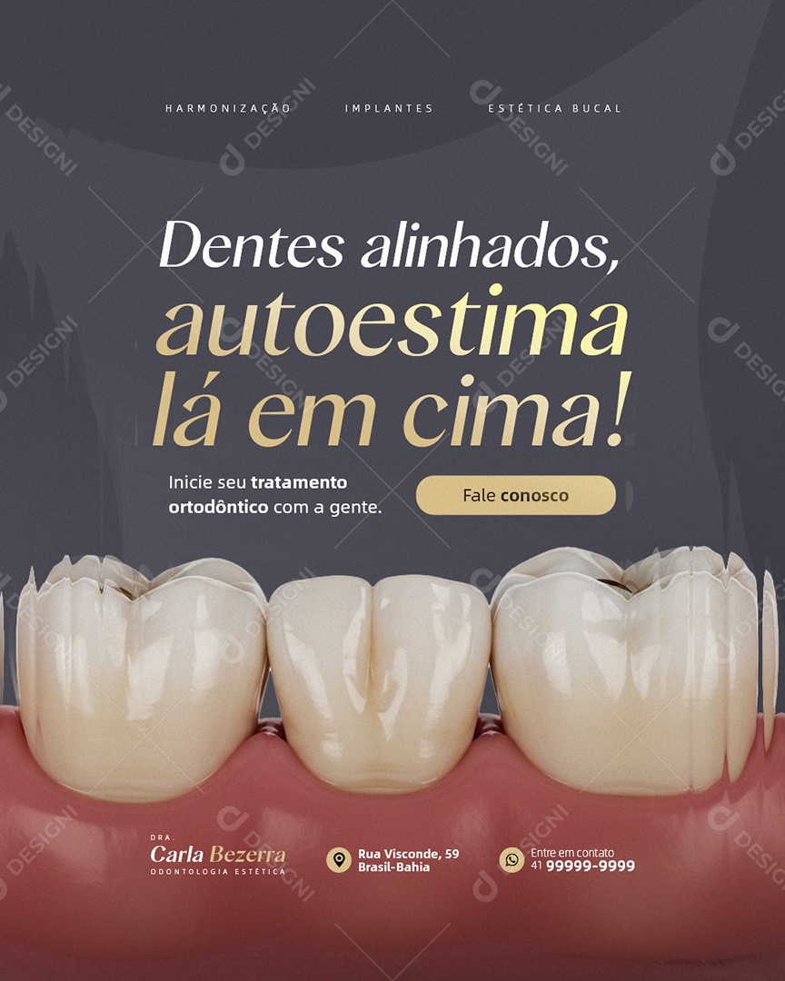 Clínica Odontológica Dentes Alinhados Social Media PSD Editável