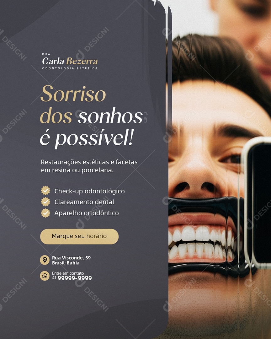 Clínica Odontológica Sorriso dos Sonhos é Possível Social Media PSD Editável