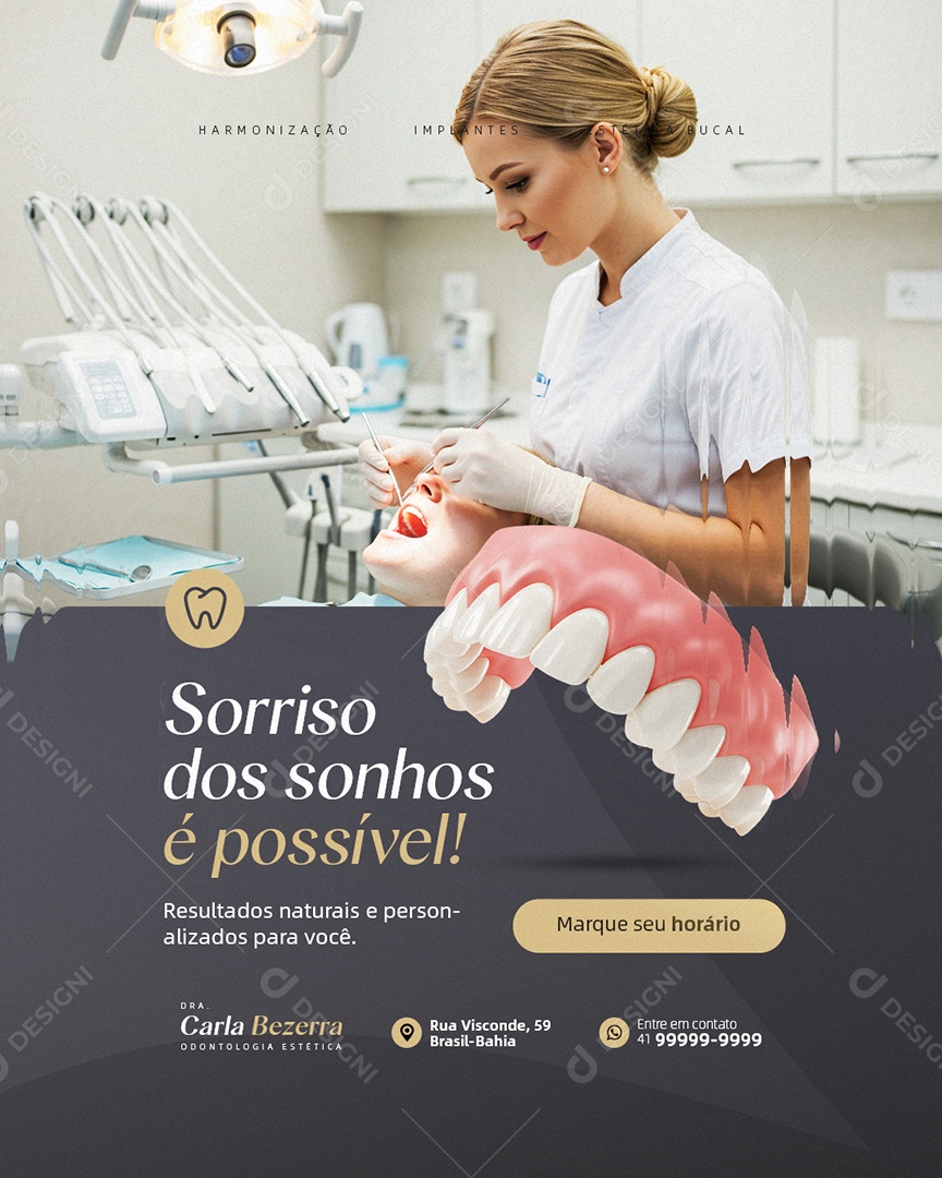 Clínica Odontológica Sorriso dos Sonhos é Possível Social Media PSD Editável