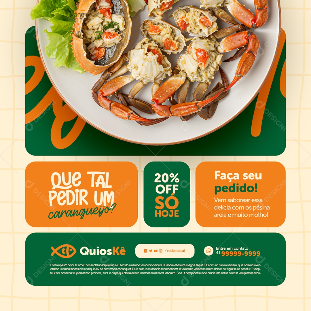 Quiosque Praia Que Tal Pedir Um Caranqueijo Social Media PSD Editável