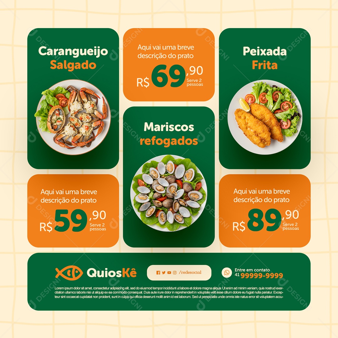 Quiosque Praia Caranqueijo Salgado Social Media PSD Editável