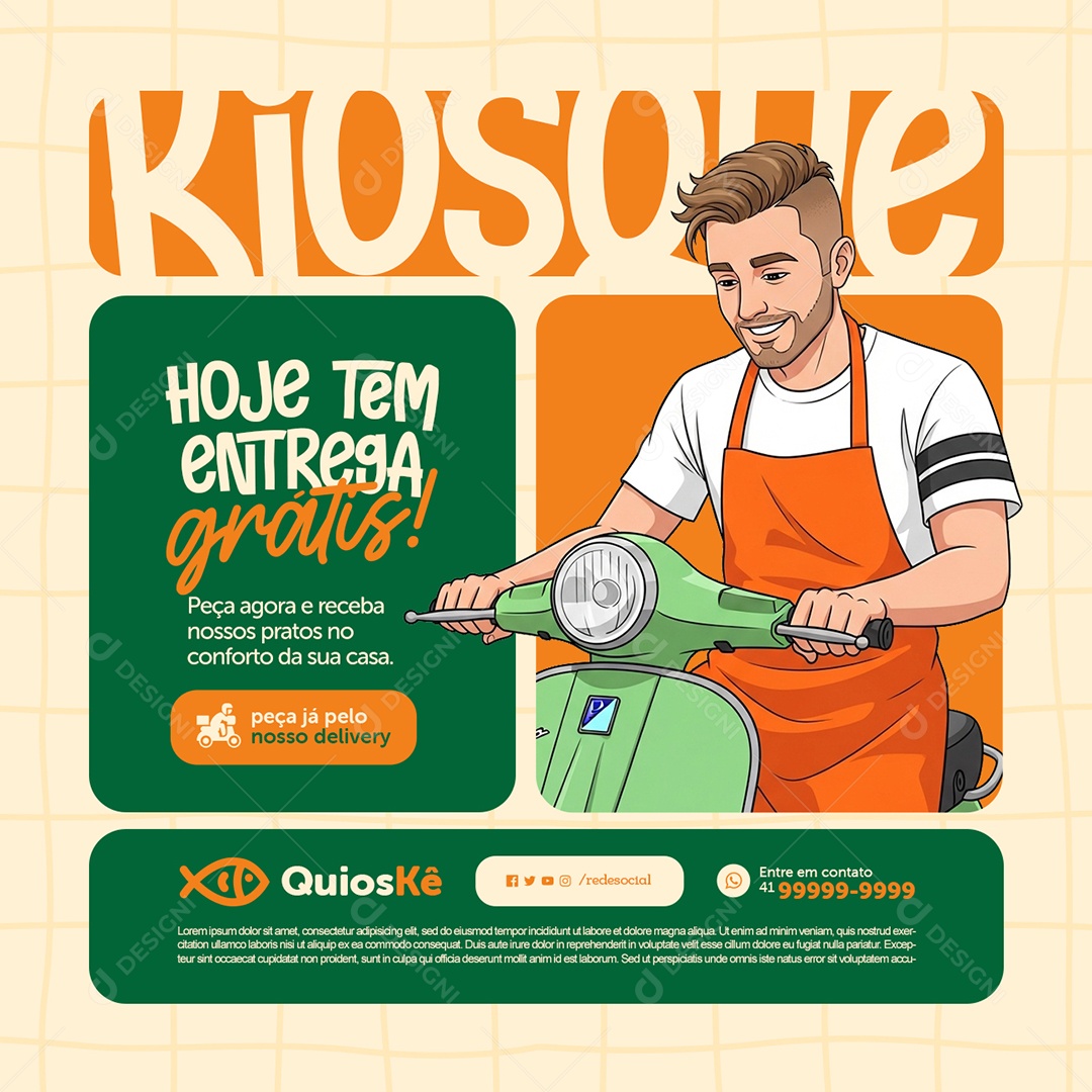 Quiosque Praia Hoje Tem Entrega Grátis Social Media PSD Editável