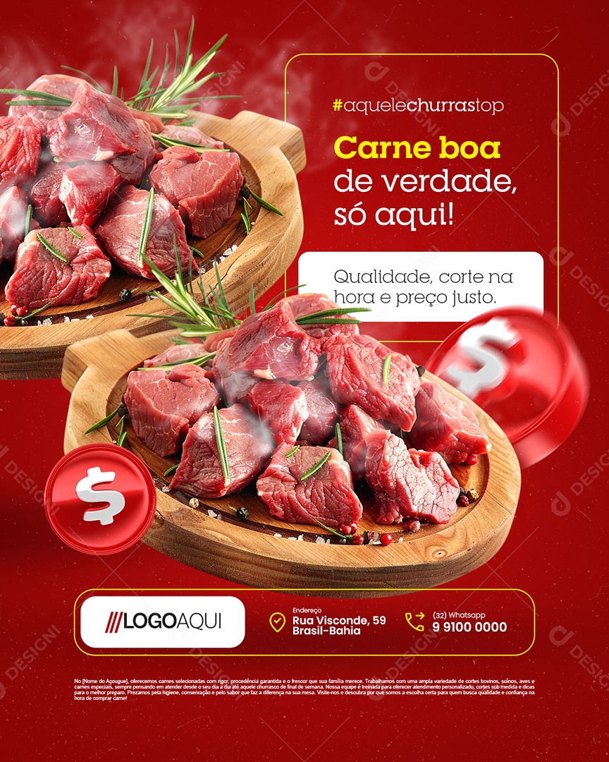 Açougue Carne Boa de Verdade Só Aqui Social Media PSD Editável