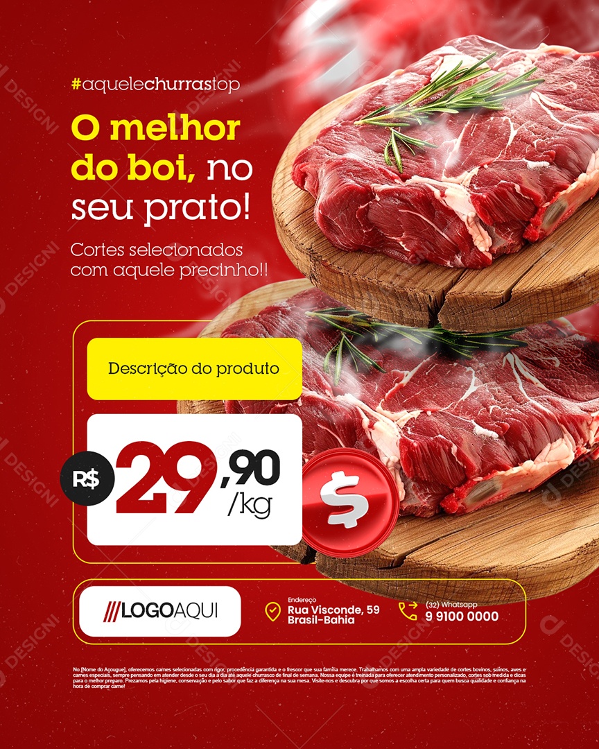 Açougue O Melhor do Boi no Seu Prato Social Media PSD Editável