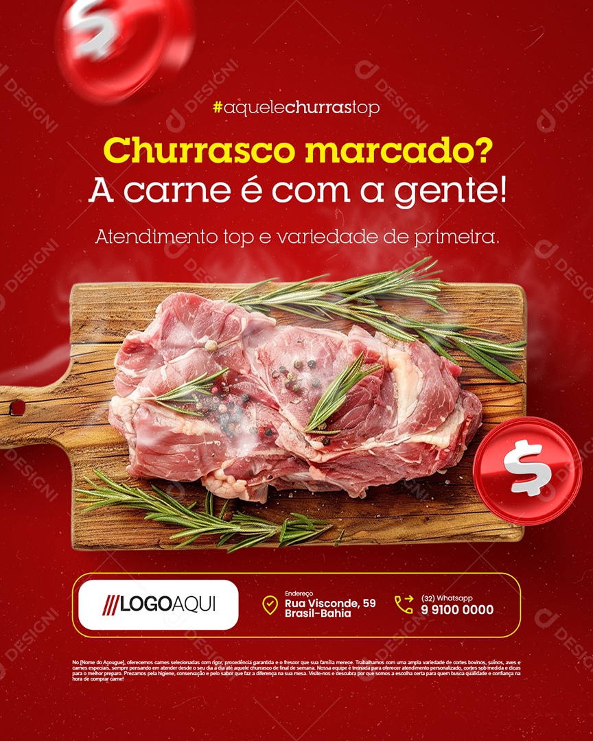 Açougue Churrasco Marcado Social Media PSD Editável