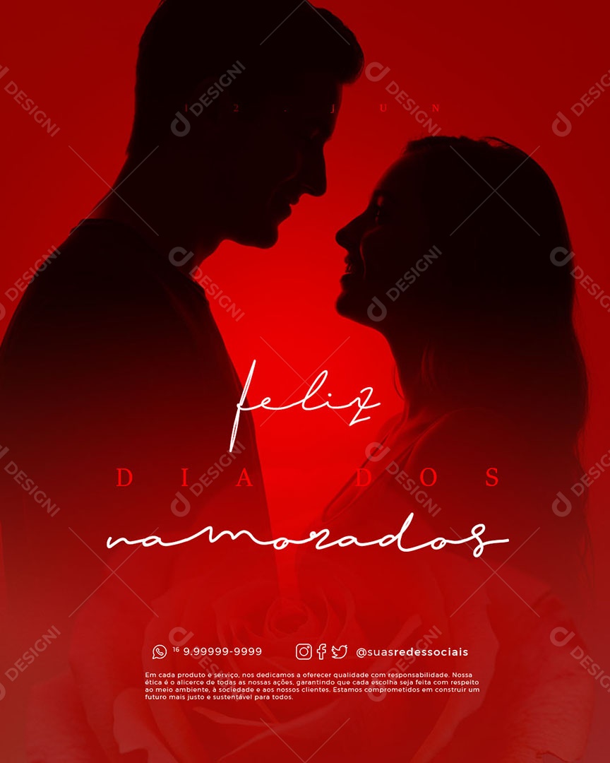 Feliz Dia dos Namorados 12 de Junho Social Media PSD Editável