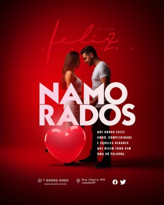 Feliz Dia dos Namorados 12 de Junho Social Media PSD Editável