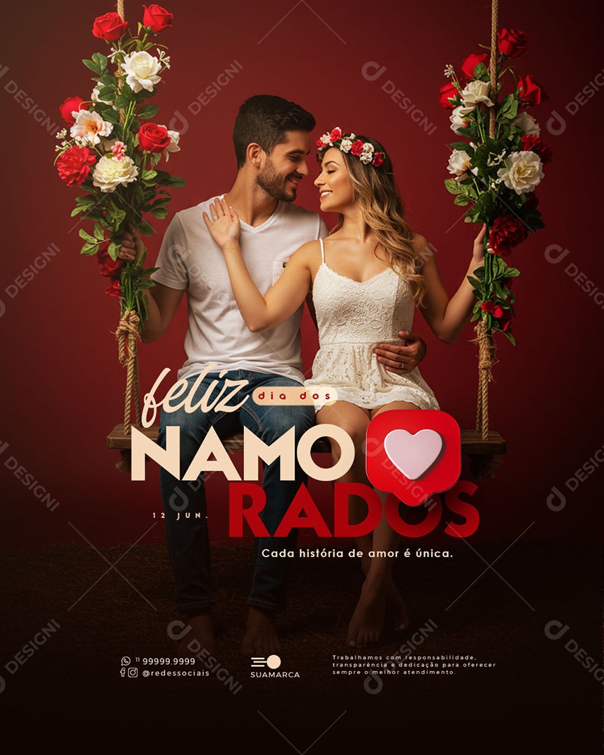 Feliz Dia dos Namorados 12 de Junho Social Media PSD Editável