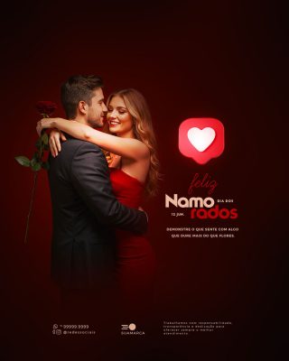 Feliz Dia dos Namorados 12 de Junho Social Media PSD Editável