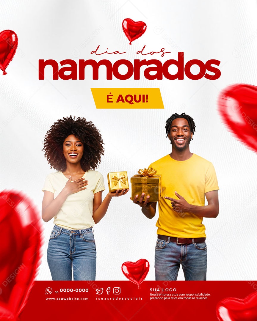 Dia dos Namorados é Aqui Social Media PSD Editável