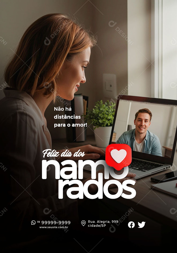 Feliz Dia dos Namorados 12 de Junho Não há Distância Para o Amor  Social Media PSD Editável