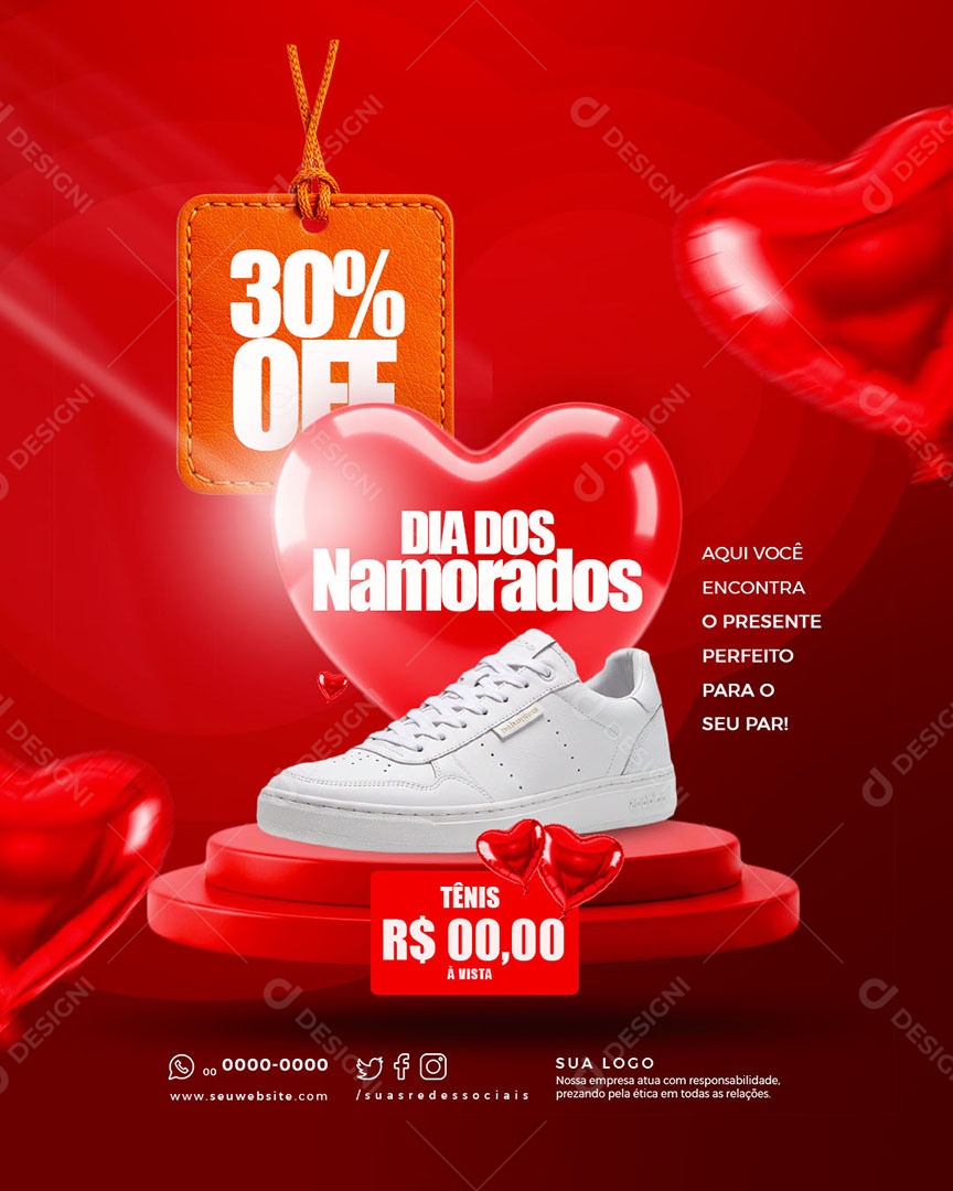 Dia dos Namorados 30% Off Social Media PSD Editável