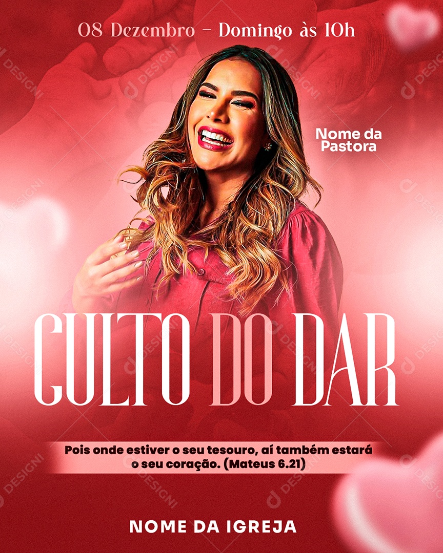 Flyer Culto do Dar Gospel Social Media PSD Editável