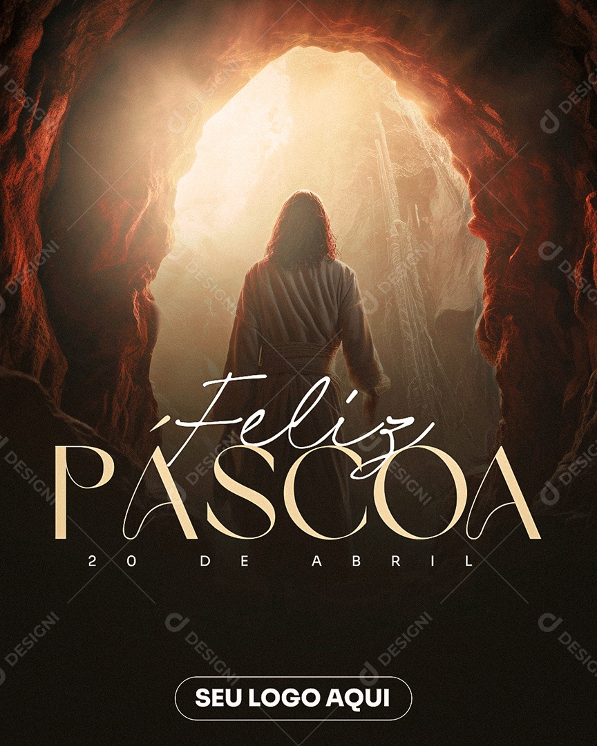 Feliz Páscoa 20 de Abril 2025 Social Media PSD Editável
