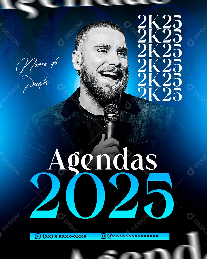 Flyer de Agendas 2025 Gospel Social Media PSD Editável