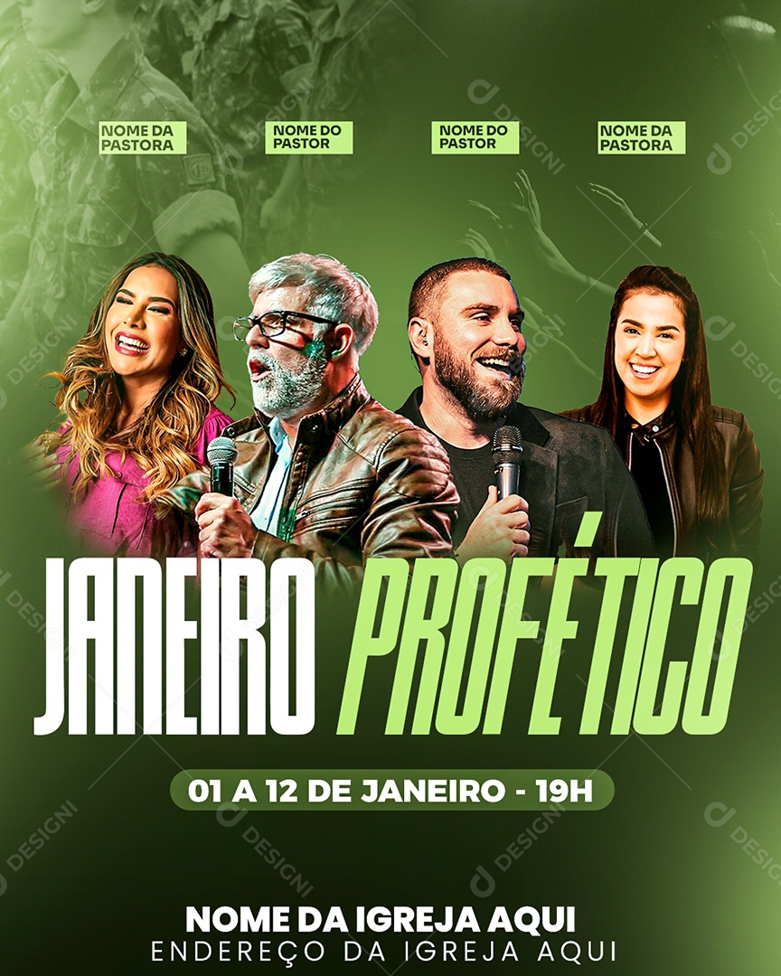 Flyer Janeiro Profético Gospel Social Media PSD Editável