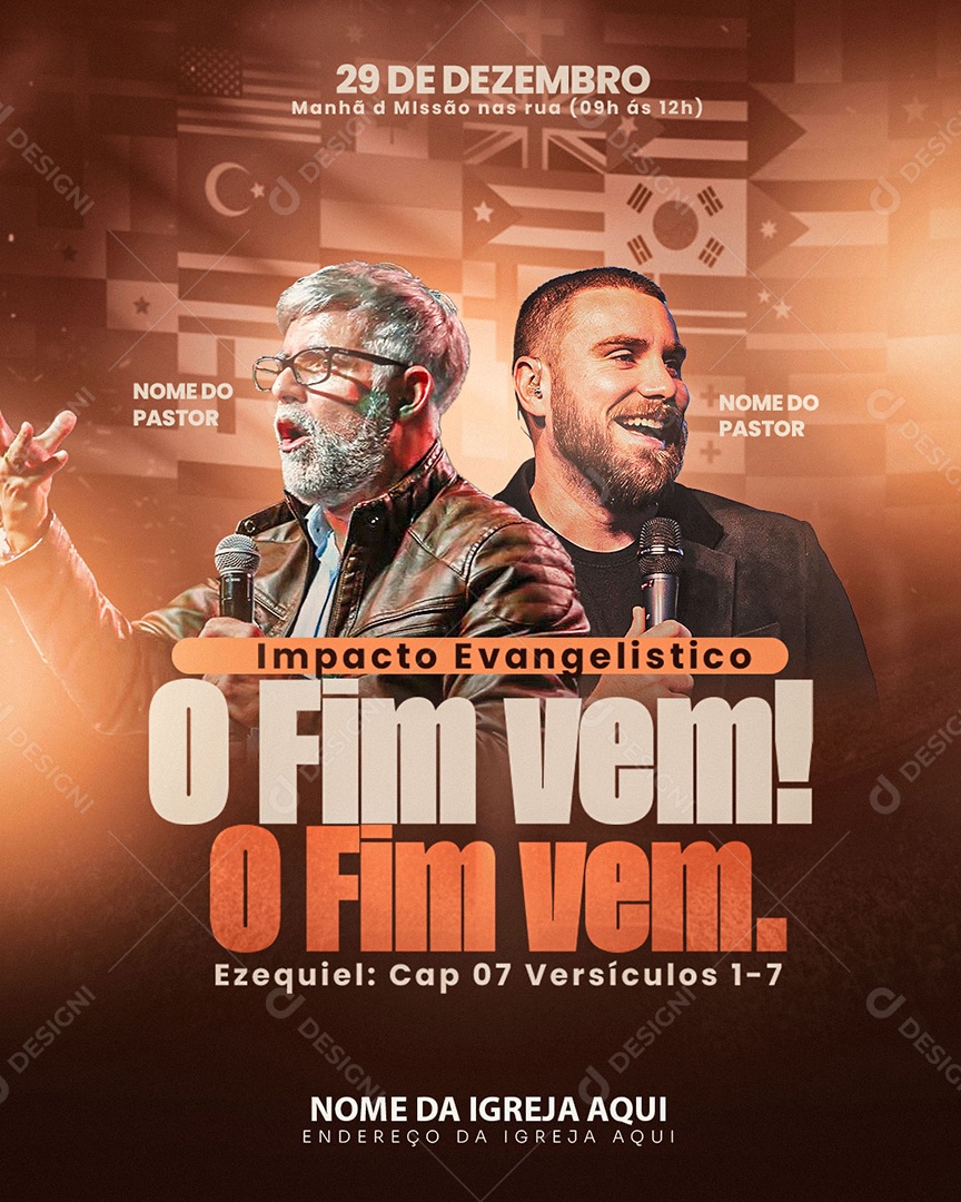 Flyer Gospel Impacto Evangelístico o Fim Vem Social Media PSD Editável