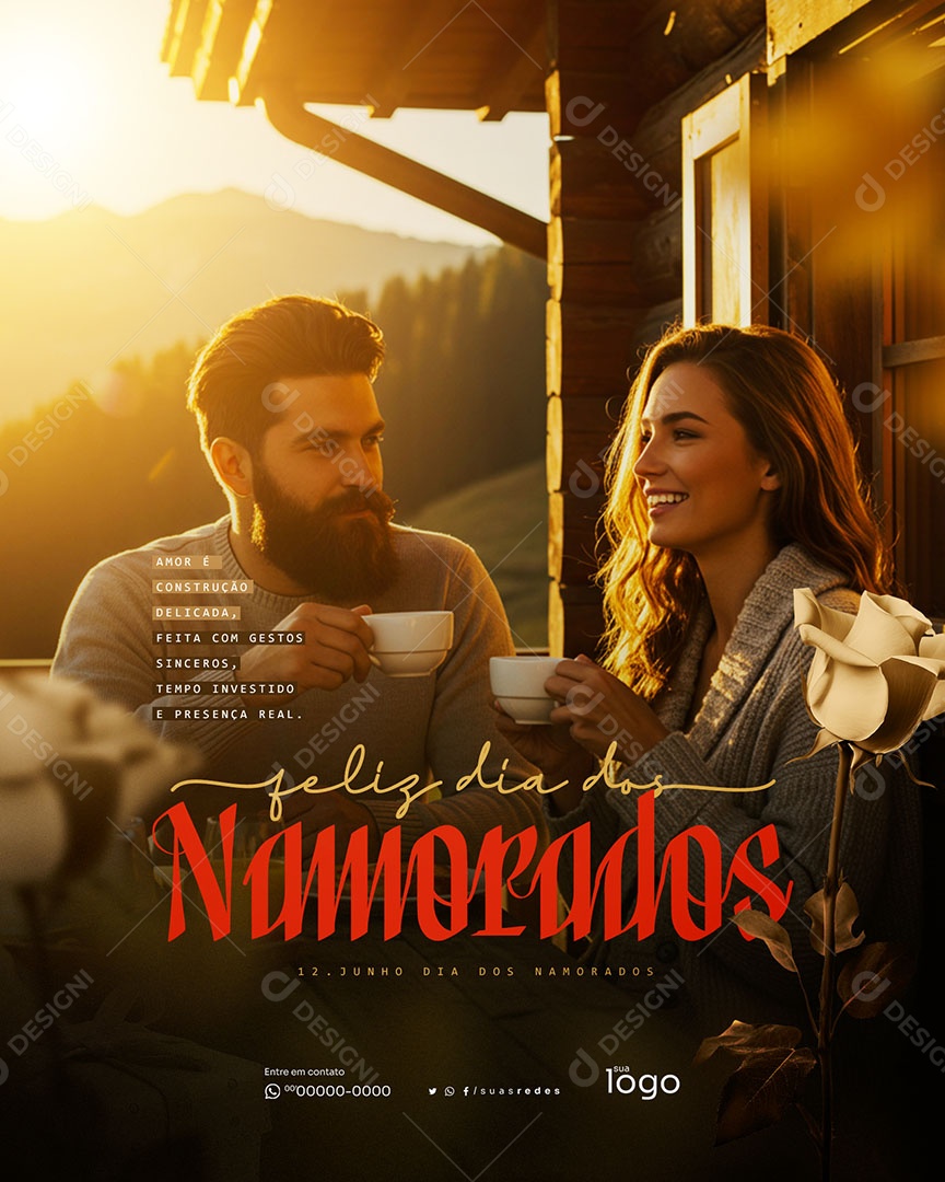 Feliz Dia dos Namorados 12 de Junho Social Media PSD Editável