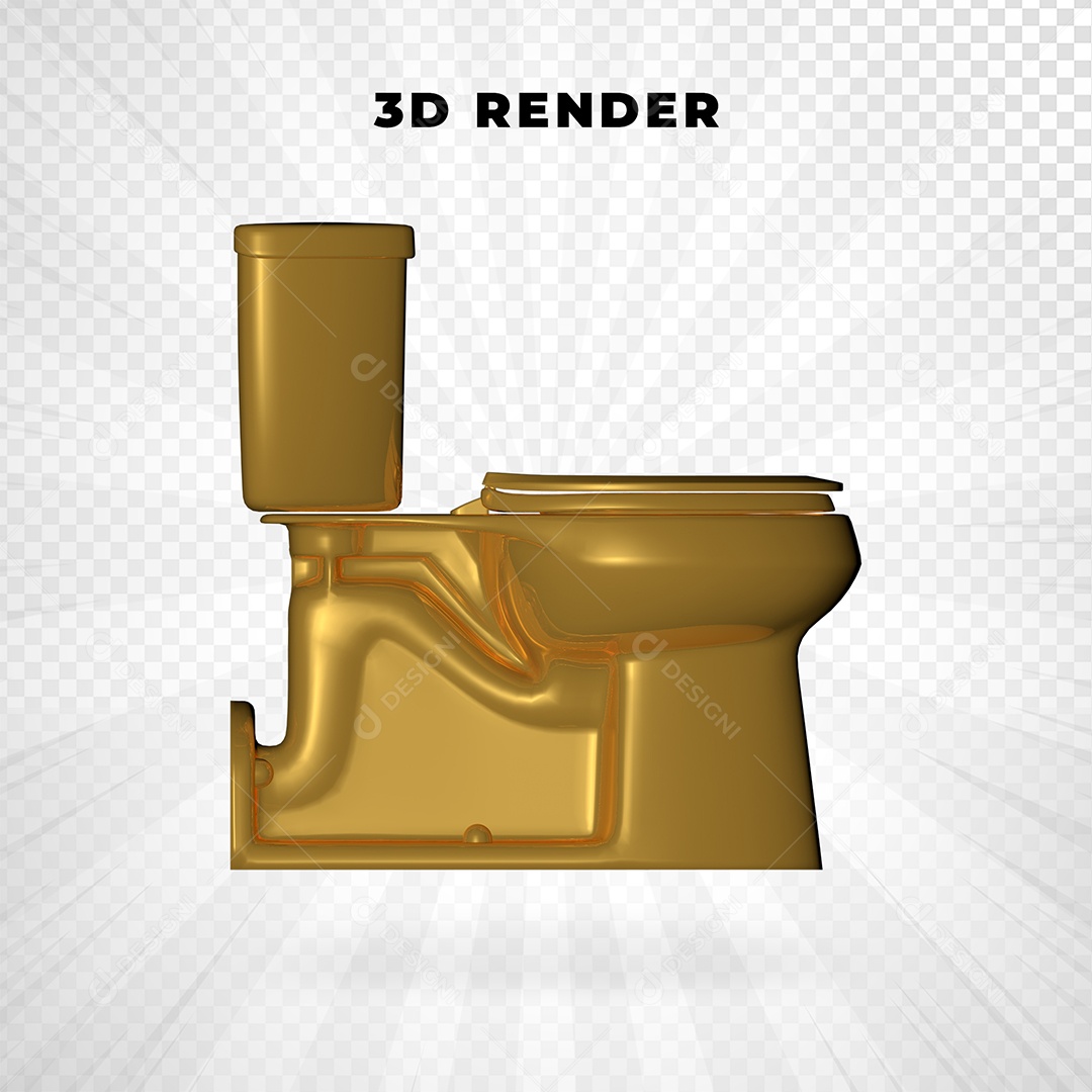 Elemento 3D Vaso Sanitário PSD Dourado