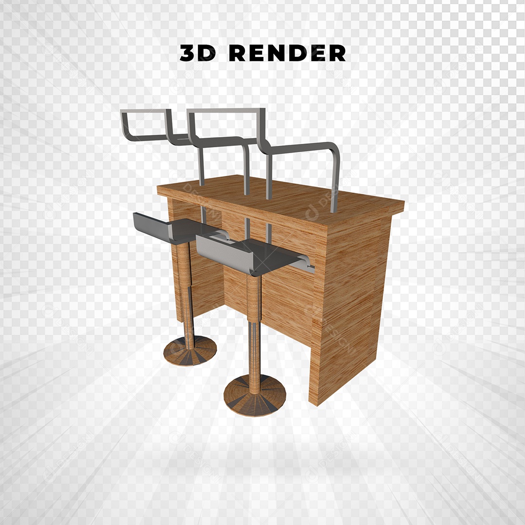 Mesa e Cadeiras  Elemento 3D para Composição PSD