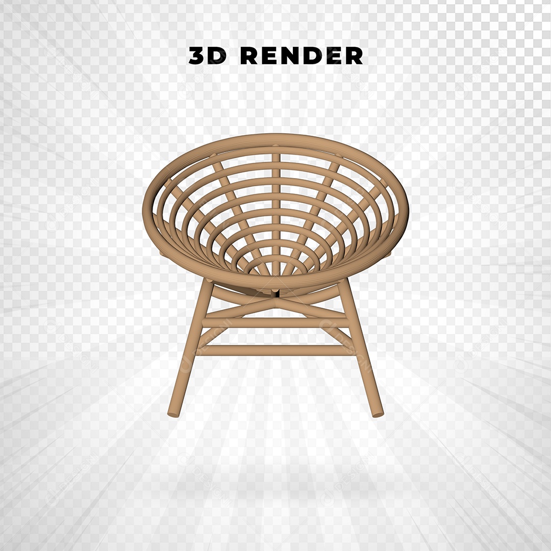 Elemento 3D cadeira única de madeira para Composição PSD