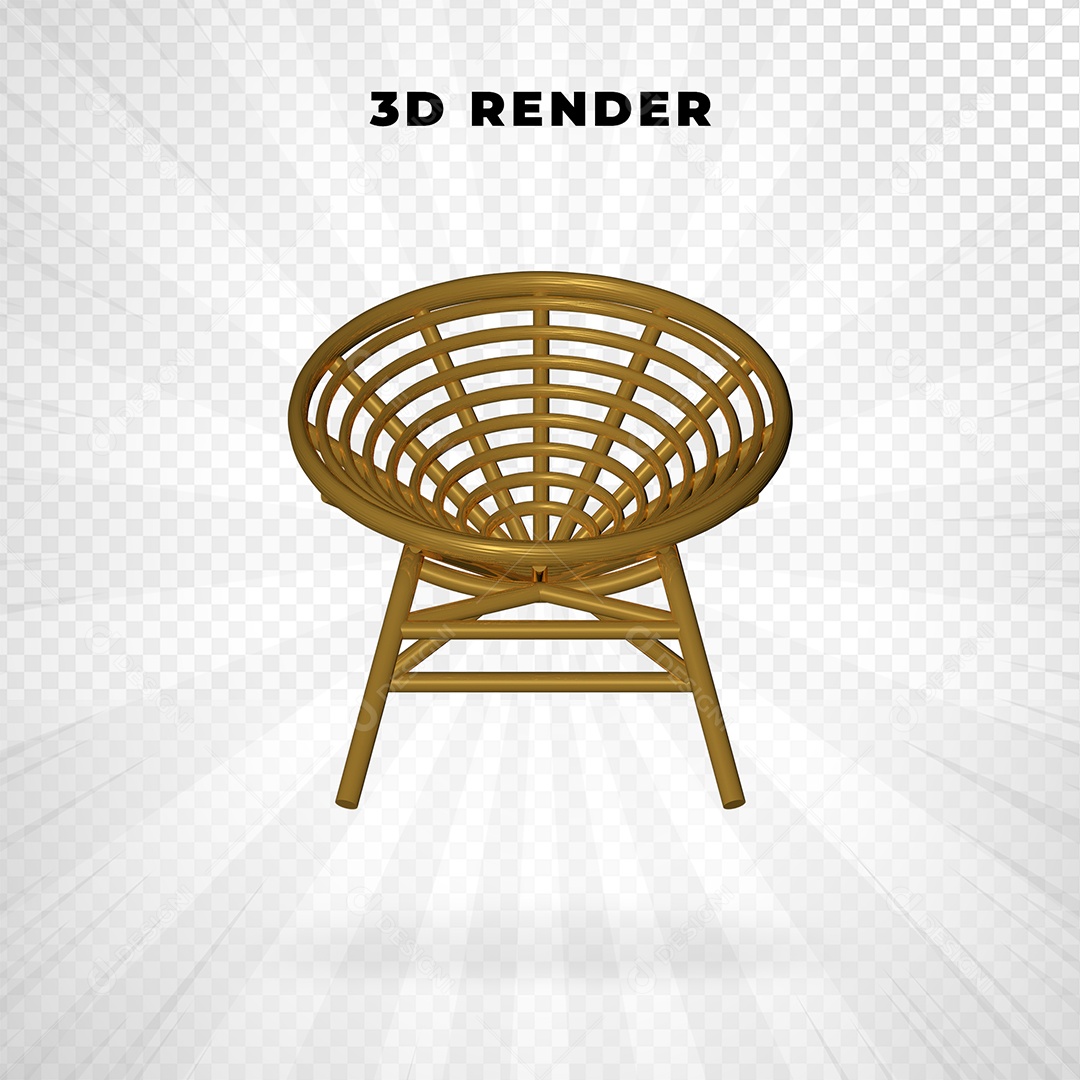 Elemento 3D cadeira única de madeira para Composição PSD