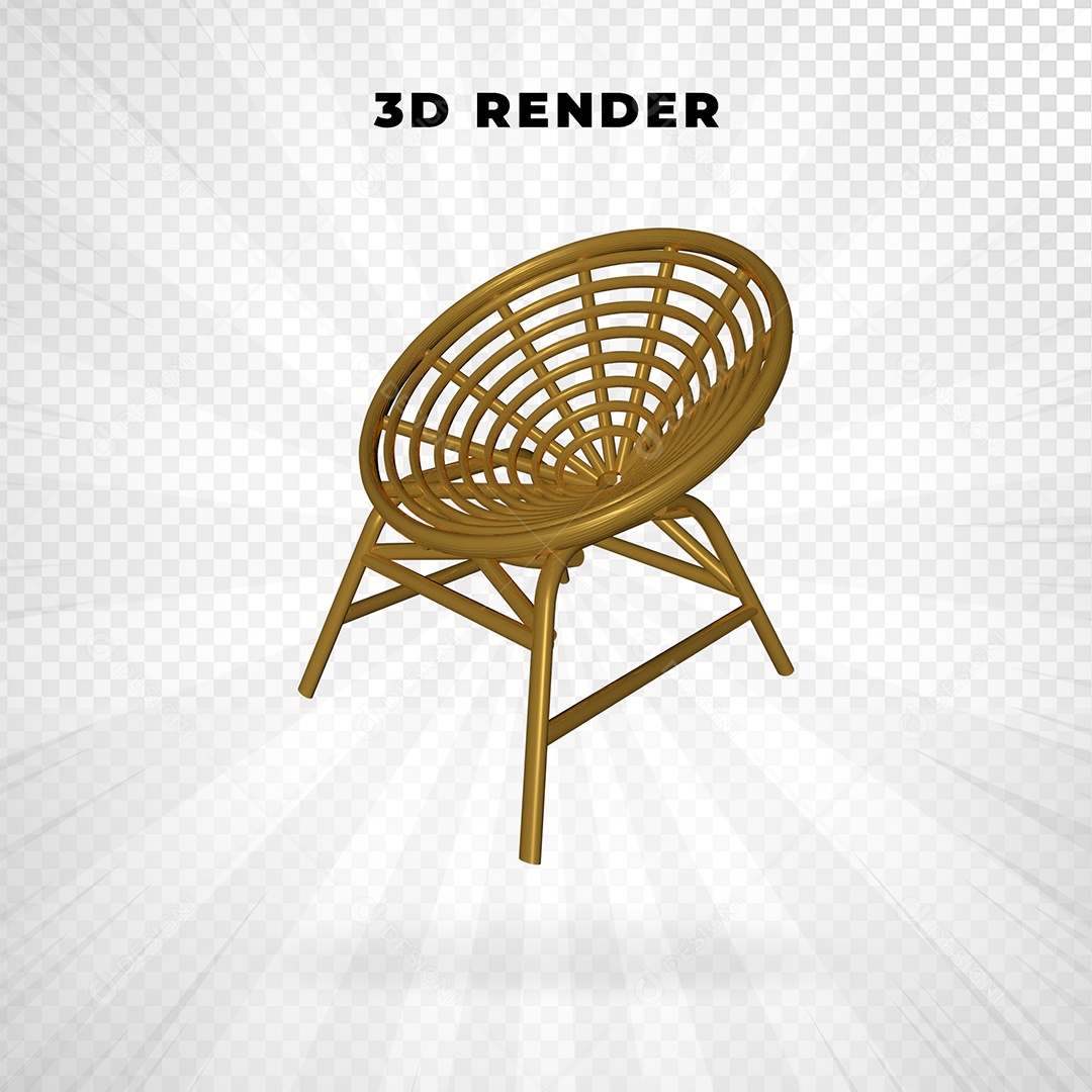 Elemento 3D cadeira única de madeira para Composição PSD