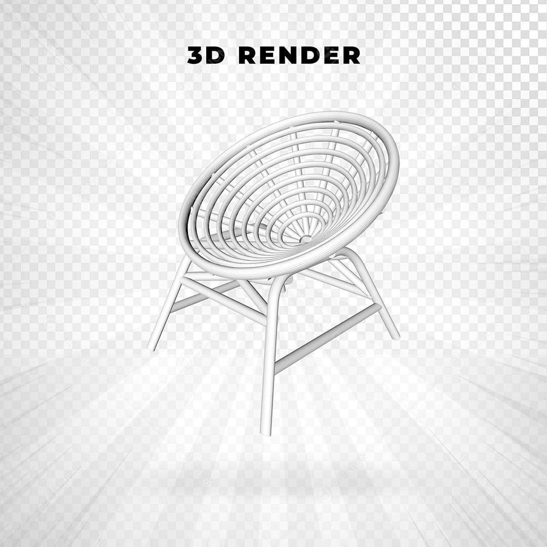 Elemento 3D cadeira única de madeira para Composição PSD