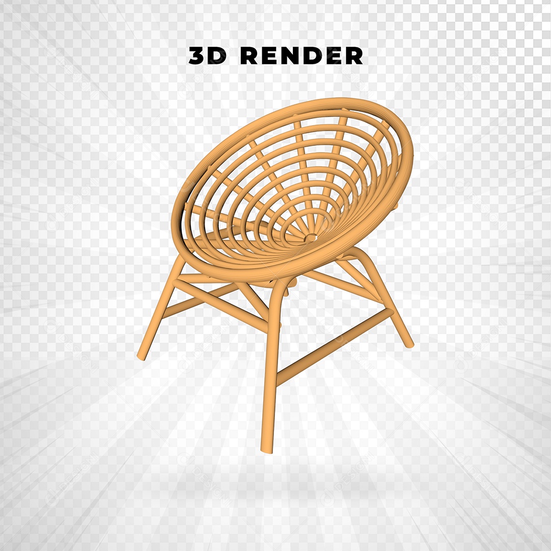 Elemento 3D cadeira única de madeira  para Composição PSD