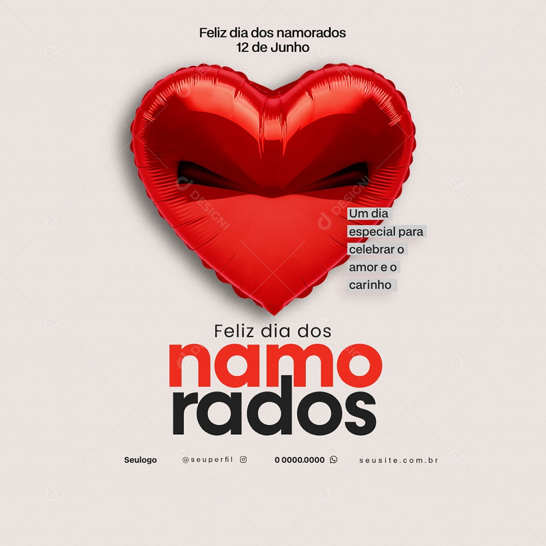 Feliz Dia Dos Namorados 12 de Junho Social Media PSD Editável