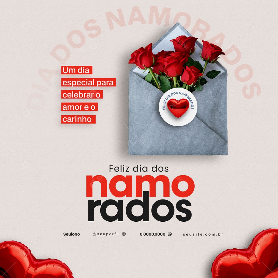 Feliz Dia Dos Namorados 12 de Junho Social Media PSD Editável