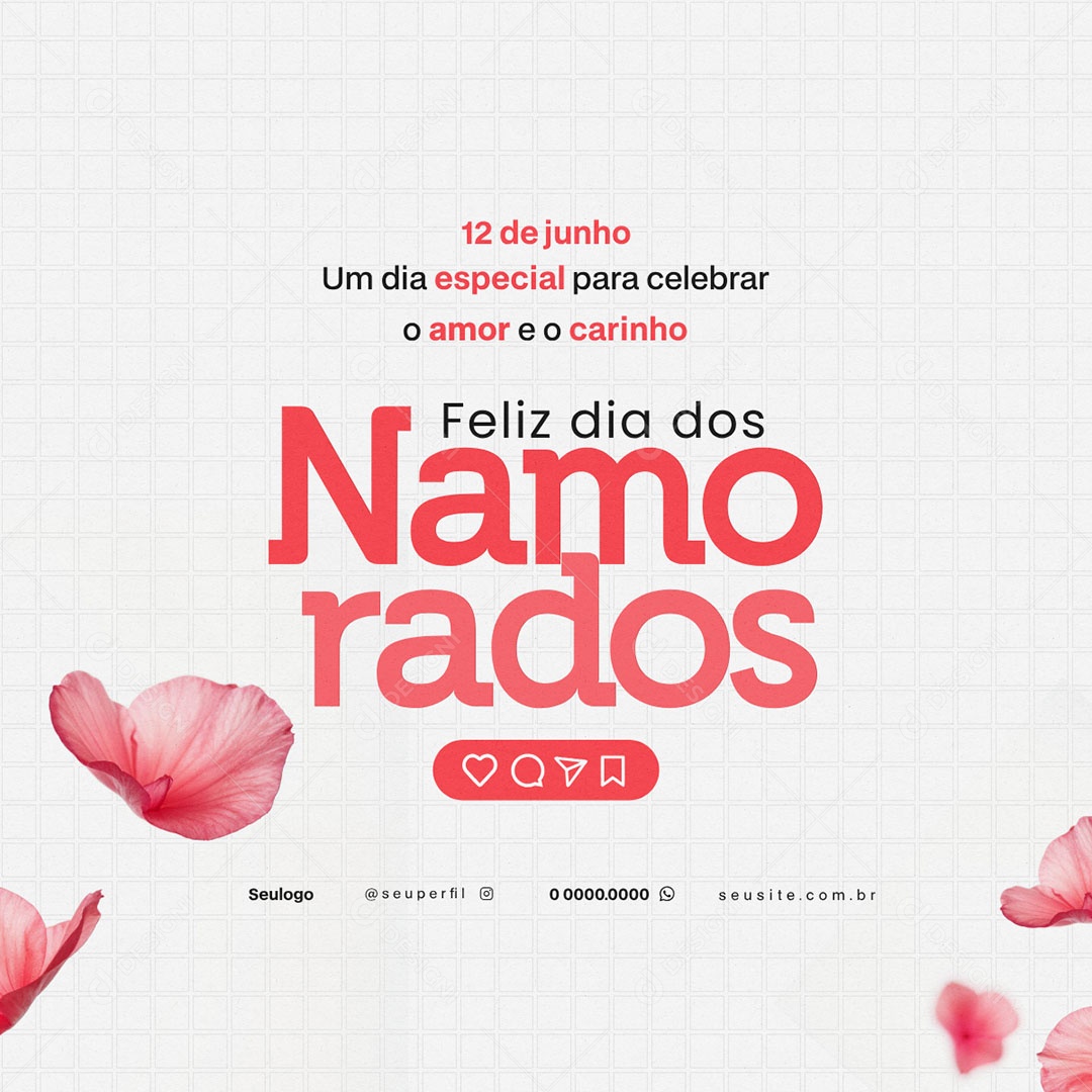 Feliz Dia Dos Namorados 12 de Junho Social Media PSD Editável