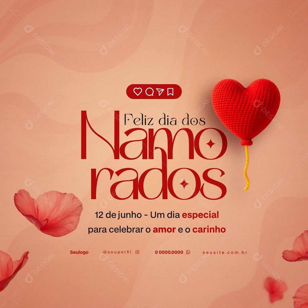 Feliz Dia Dos Namorados 12 de Junho Social Media PSD Editável