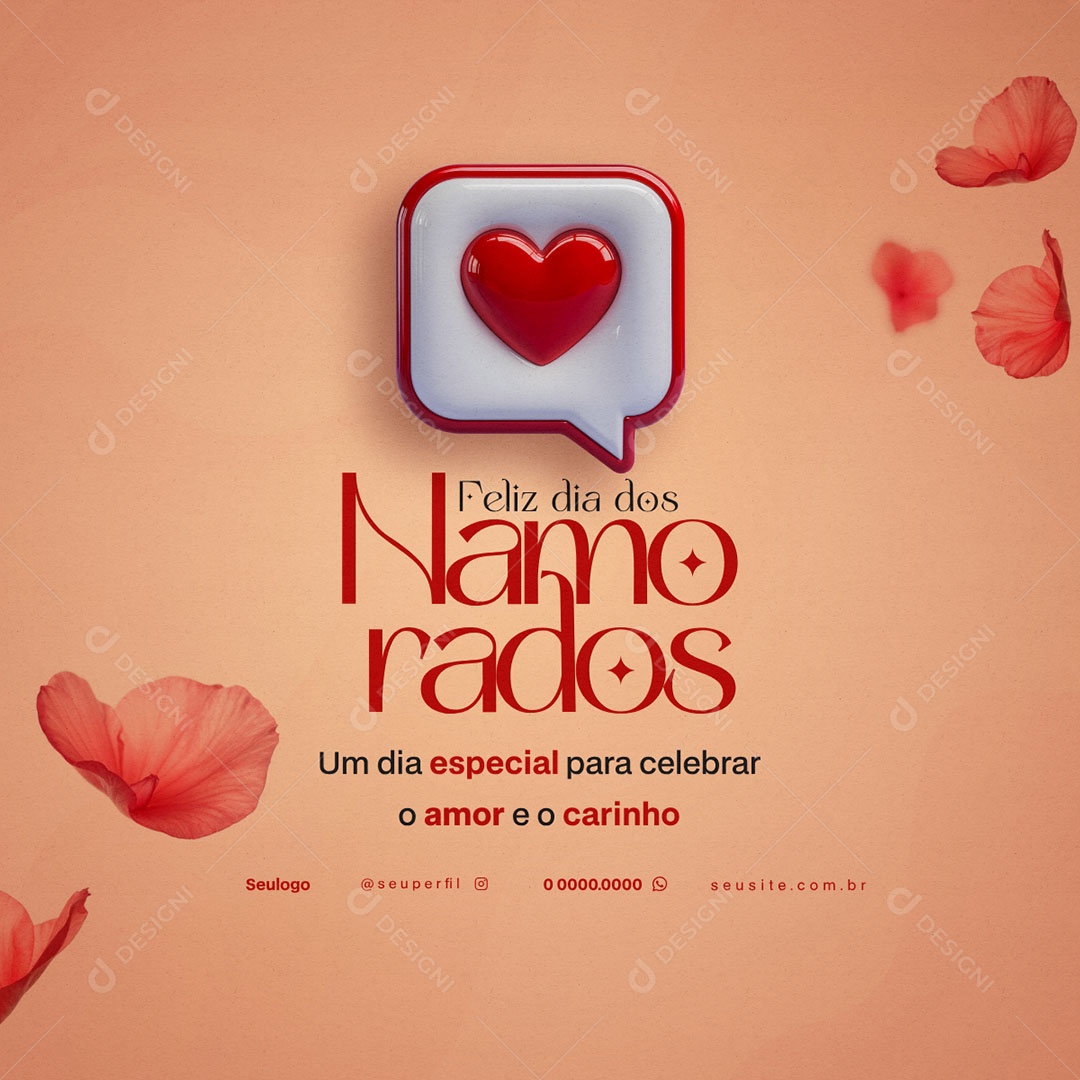 Feliz Dia Dos Namorados 12 de Junho Social Media PSD Editável