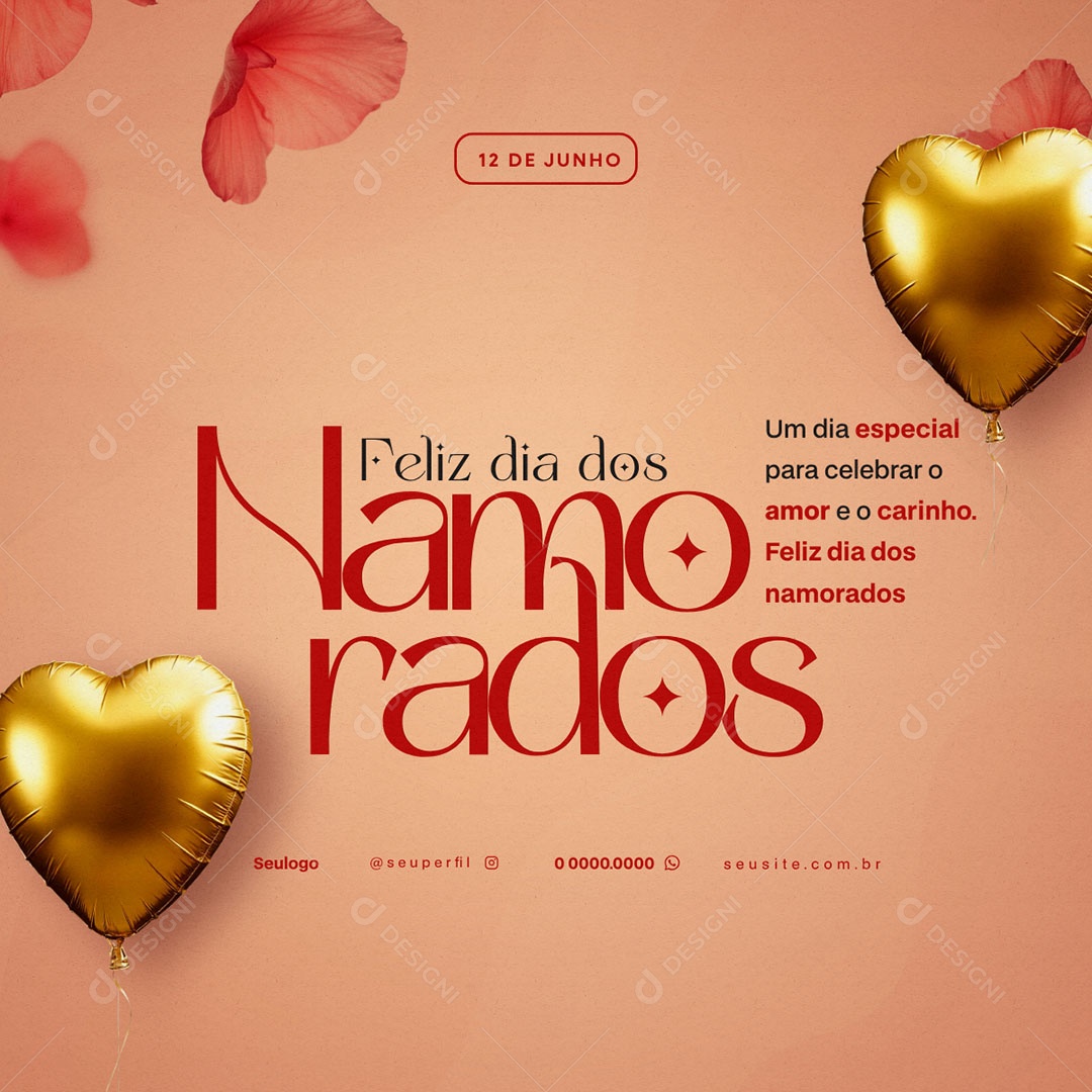 Feliz Dia Dos Namorados 12 de Junho Social Media PSD Editável