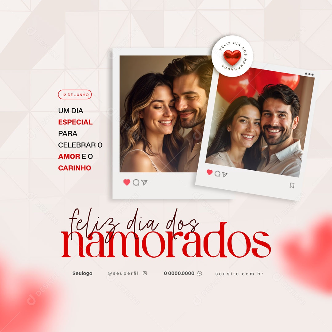 Feliz Dia Dos Namorados 12 de Junho Social Media PSD Editável