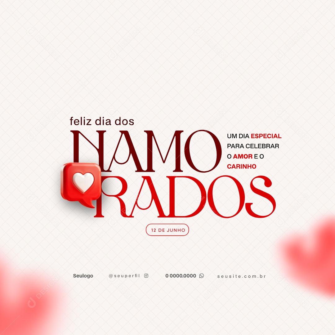 Feliz Dia Dos Namorados 12 de Junho Social Media PSD Editável