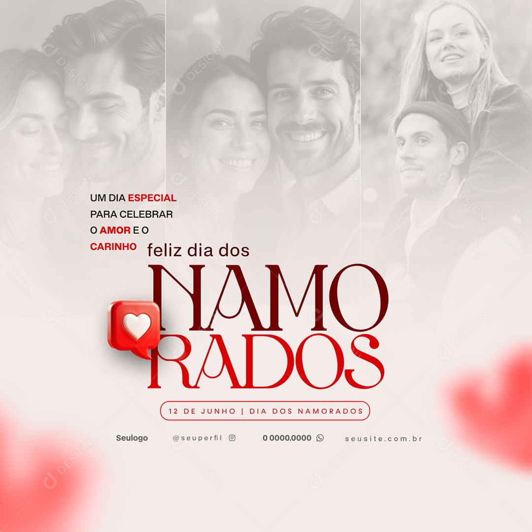 Feliz Dia Dos Namorados 12 de Junho Social Media PSD Editável
