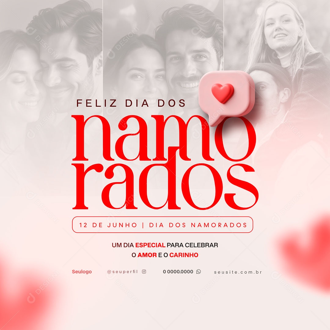 Feliz Dia Dos Namorados 12 de Junho Social Media PSD Editável