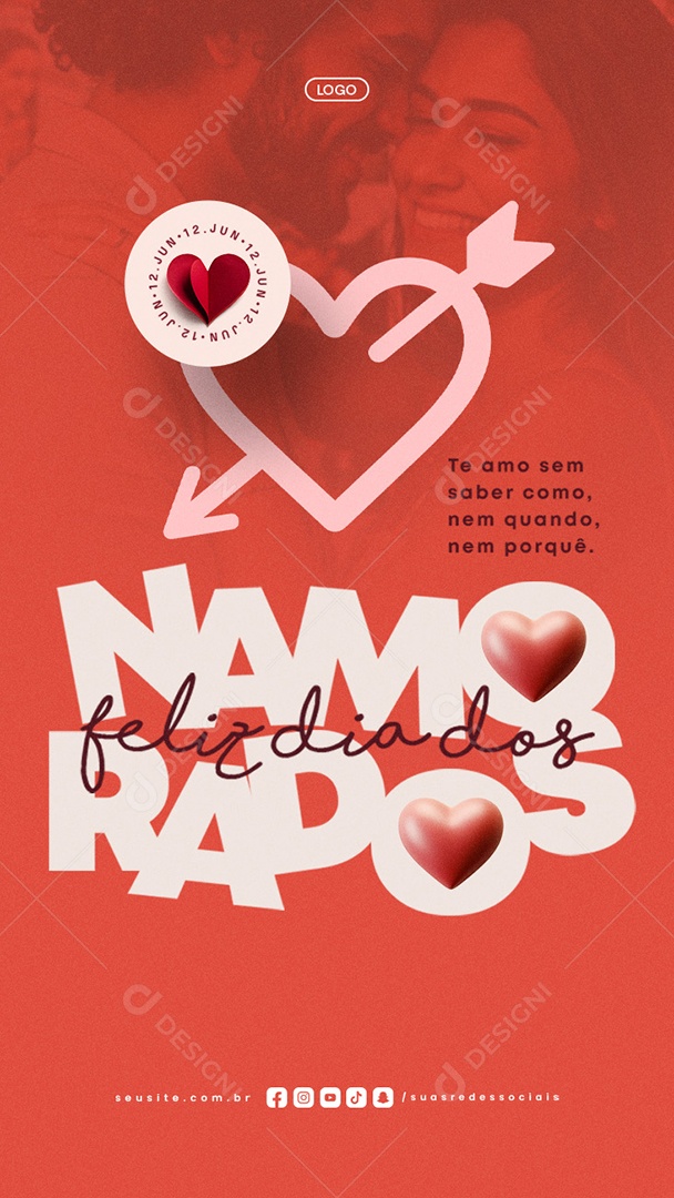 Story Feliz Dia Dos Namorados 12 de Junho Social Media PSD Editável