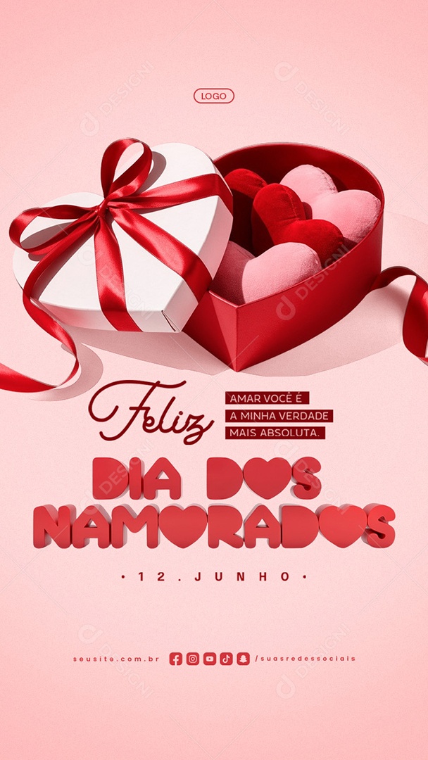 Story Feliz Dia Dos Namorados 12 de Junho Social Media PSD Editável
