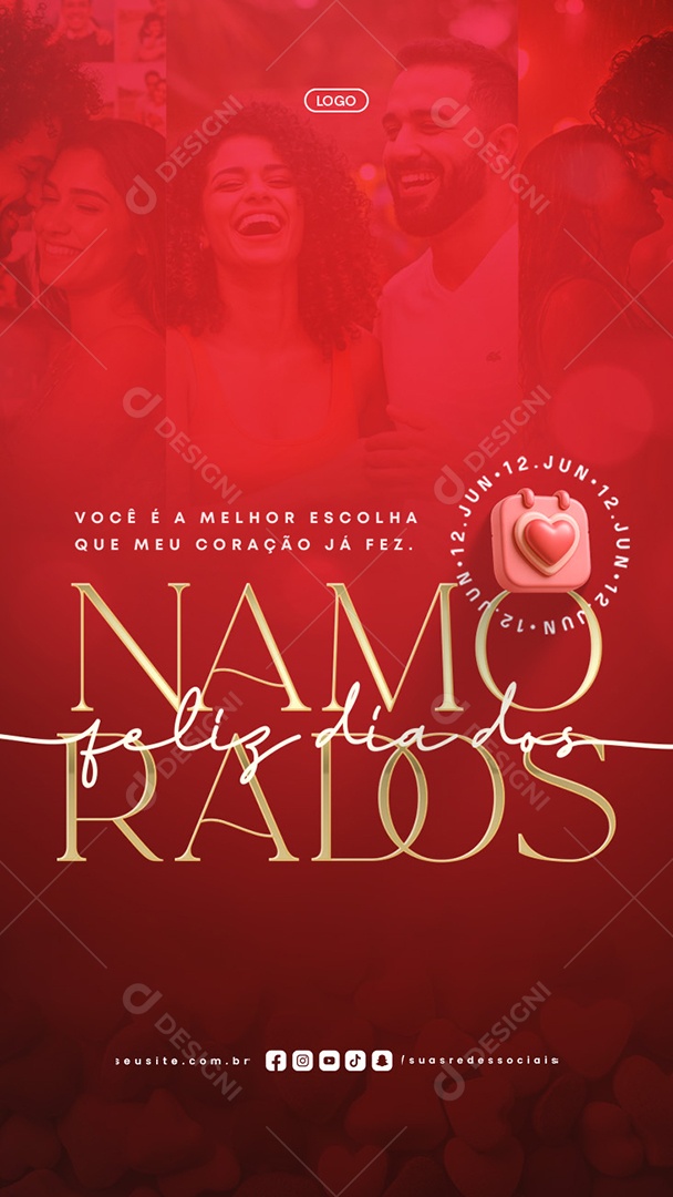 Story Feliz Dia Dos Namorados 12 de Junho Social Media PSD Editável
