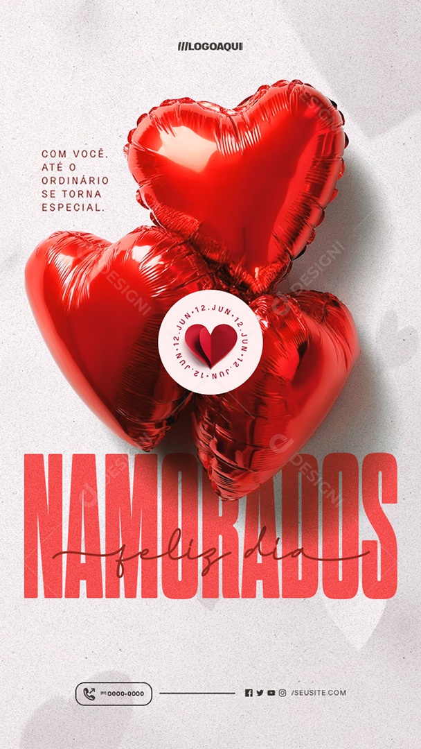 Story Feliz Dia Dos Namorados 12 de Junho Social Media PSD Editável