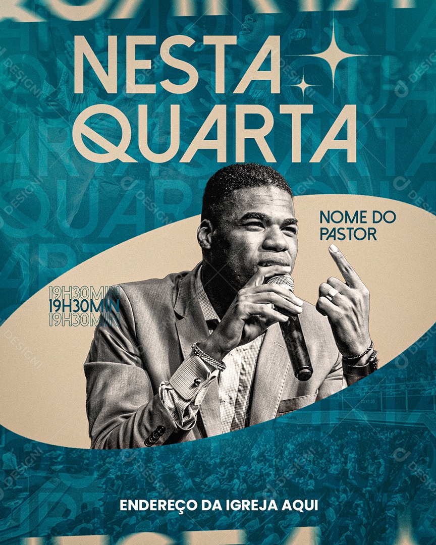 Flyer de Quarta Culto Gospel Social Media PSD Editável