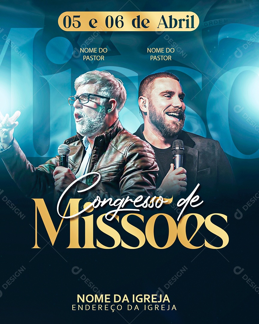 Flyer de Congresso de Missões Gospel Social Media PSD Editável