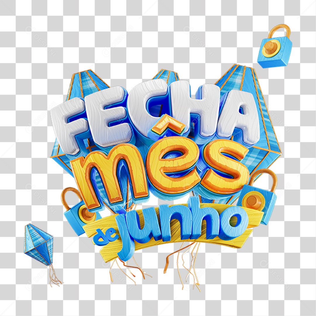 Selo 3D Fecha Mês de Junho Para Composição PNG Transparente