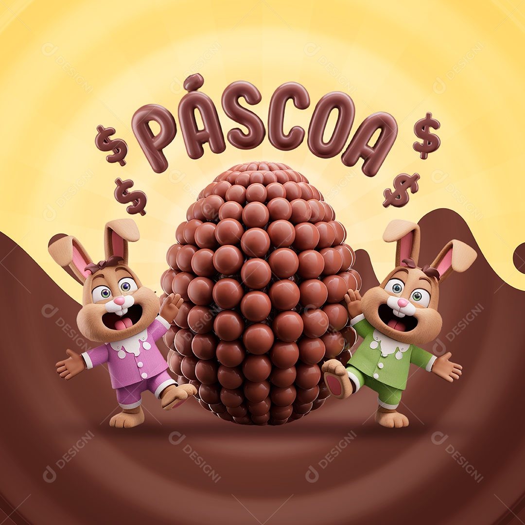 Páscoa Selo 3D Para Composição PSD