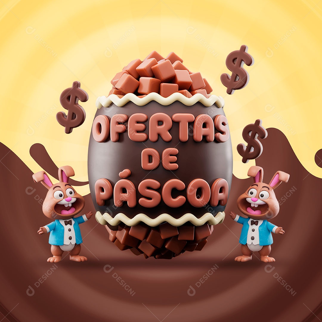 Ofertas de Páscoa Selo 3D Para Composição PSD