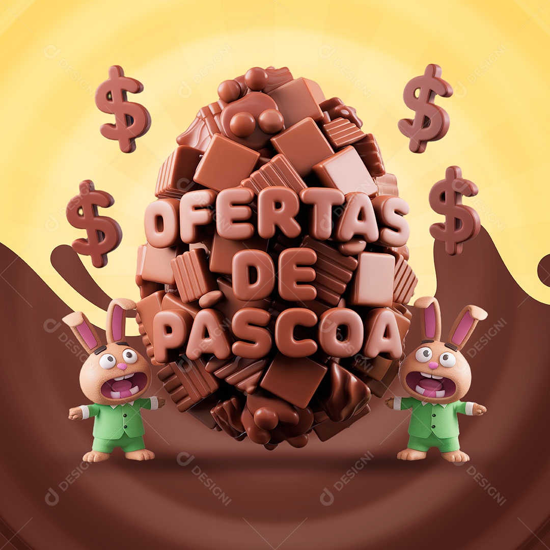 Ofertas de Páscoa Selo 3D Para Composição PSD
