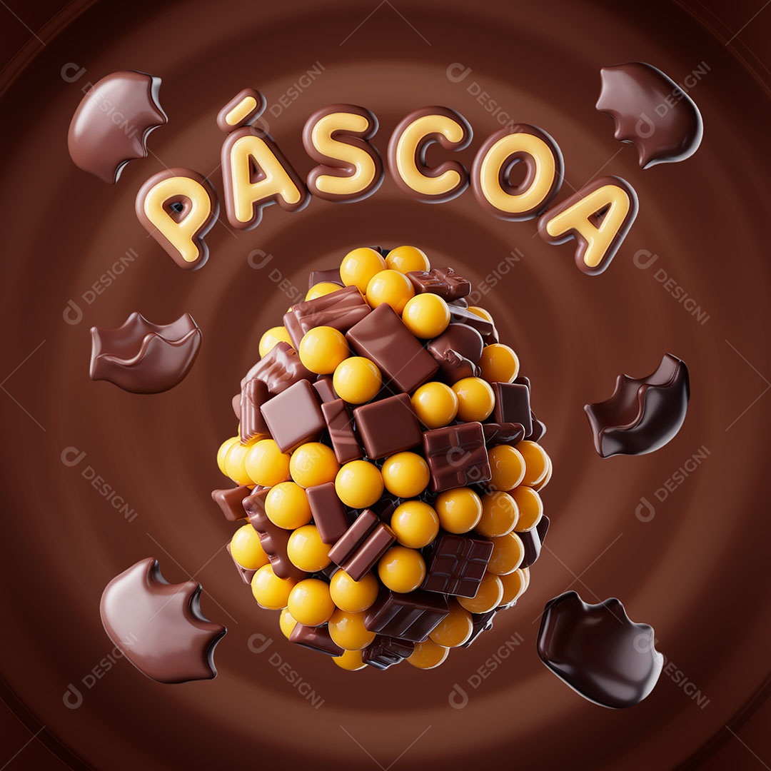 Páscoa Selo 3D Para Composição PSD